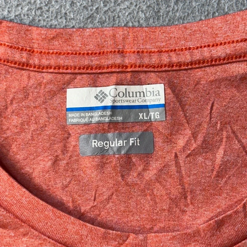Columbia T-Shirt Mens XL Orange Omni-Wick Regular Fit Short Sleeve XM0749 Active